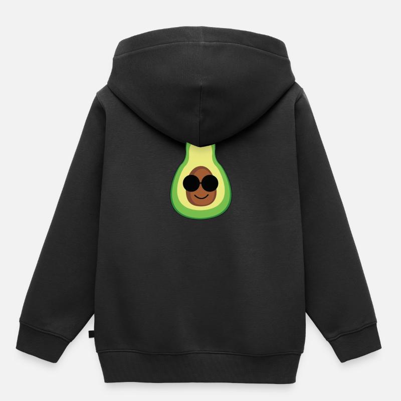 Avocado Frucht Obst Comic Kawaii Geschenkidee - Kinder Premium Organic Hoodie - Schwarz