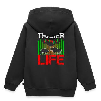 Trader Life Stock Forex Trader - Sweat Premium à capuche enfant bio - noir - Dos - AI Model Kid Male (0cm)
