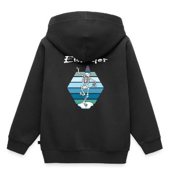 Bain de glace Un nageur d’hiver va se baigner sur glace - Sweat Premium à capuche enfant bio - noir - Dos - AI Model Kid Male (0cm)