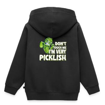 Drôle d’amateur de concombre jeu de mots très cornichon - Sweat Premium à capuche enfant bio - noir - Dos - AI Model Kid Male (0cm)