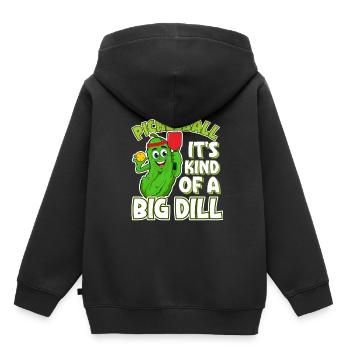 Drôle d’amoureux du concombre Pickleball - Sweat Premium à capuche enfant bio - noir - Dos - AI Model Kid Male (0cm)