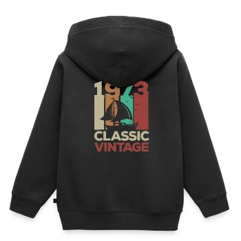 1973 Classic Vintage Sailing 50e anniversaire - Sweat Premium à capuche enfant bio - noir - Dos - AI Model Kid Male (0cm)