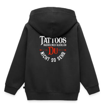 Tattoo Man Femme Tatouée - Sweat Premium à capuche enfant bio - noir - Dos - AI Model Kid Male (0cm)