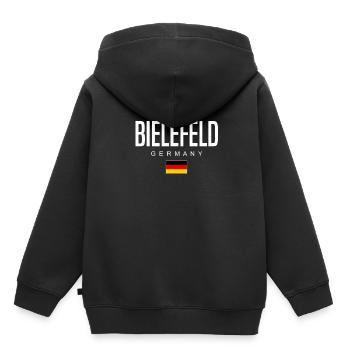 Bielefeld - Kinder Premium Organic Hoodie - Schwarz - Hinten - AI Model Kid Male (0cm)