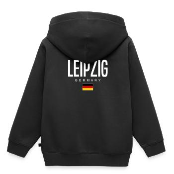 Leipzig - Sweat Premium à capuche enfant bio - noir - Dos - AI Model Kid Male (0cm)