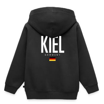 Kiel - Kinder Premium Organic Hoodie - Schwarz - Hinten - AI Model Kid Male (0cm)