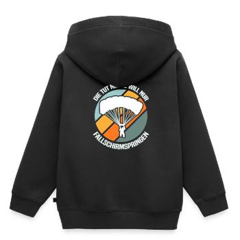 Fallschirmspringen Fallschirmspringer - Kinder Premium Organic Hoodie - Schwarz - Hinten - AI Model Kid Male (0cm)