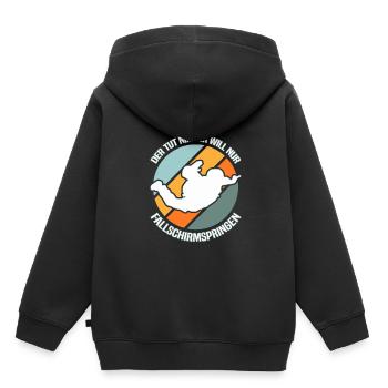 Fallschirmspringen Fallschirmspringer - Kinder Premium Organic Hoodie - Schwarz - Hinten - AI Model Kid Male (0cm)