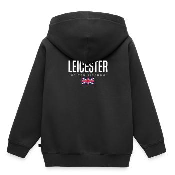 Leicester Vereinigtes Königreich - Kinder Premium Organic Hoodie - Schwarz - Hinten - AI Model Kid Male (0cm)