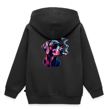 Labrador with sunglasses animal motif smoking - Kids Premium Organic Hoodie - black - Back - AI Model Kid Male (0cm)