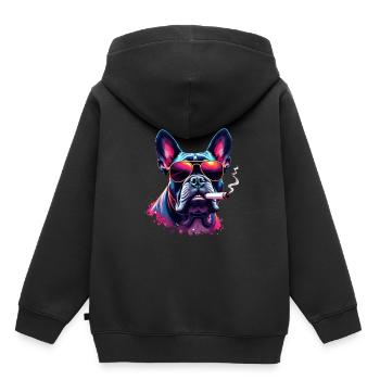 Bulldog with sunglasses animal motif smoking - Kids Premium Organic Hoodie - black - Back - AI Model Kid Male (0cm)