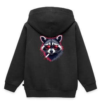 Raccoon with sunglasses animal motif smoking - Kids Premium Organic Hoodie - black - Back - AI Model Kid Male (0cm)
