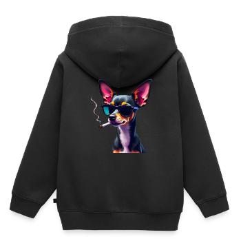 Chihuahua with sunglasses animal motif smoking - Kids Premium Organic Hoodie - black - Back - AI Model Kid Male (0cm)