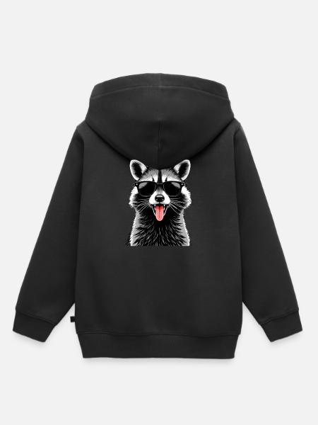 raton laveur avec des lunettes de soleil motif animal drôle - Sweat Premium à capuche enfant bio - noir