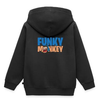 Funky Monkey Affe Kopfhoerer Geschenk - Kinder Premium Organic Hoodie - Schwarz - Hinten - AI Model Kid Male (0cm)