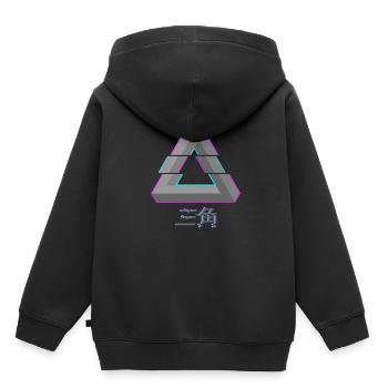 Penrose Triangle - Glitch Vaporwave - Kids Premium Organic Hoodie - black - Back - AI Model Kid Male (0cm)