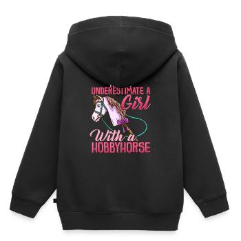 Hobbyhorse Mädchen T-Shirt Pferd reiten lustig - Kinder Premium Organic Hoodie - Schwarz - Hinten - AI Model Kid Male (0cm)