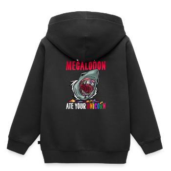 Megalodon Unicorn T-Shirt Primeval Dino Fossils - Kids Premium Organic Hoodie - black - Back - AI Model Kid Male (0cm)