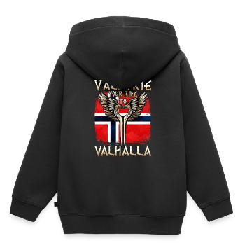 Viking Walhalla T-Shirt Valkyrie Norway Wings - Kids Premium Organic Hoodie - black - Back - AI Model Kid Male (0cm)