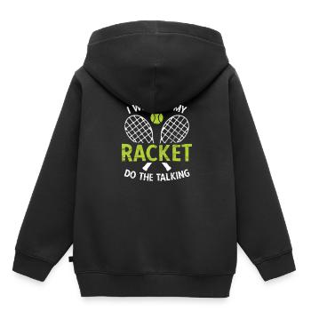 Tennisplatz Spruch Für Tennis - Kinder Premium Organic Hoodie - Schwarz - Hinten - AI Model Kid Male (0cm)