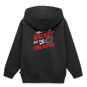 Tennisplatz Spruch Für Tennis - Kinder Premium Organic Hoodie - Schwarz - Hinten - AI Model Kid Male (0cm)