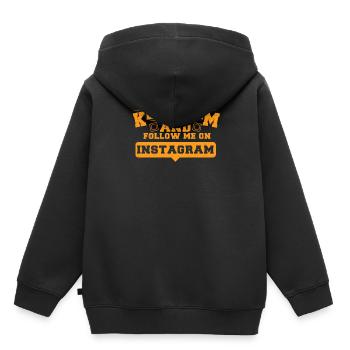 Reste calme et suis-moi sur instagram - Sweat Premium à capuche enfant bio - noir - Dos - AI Model Kid Male (0cm)