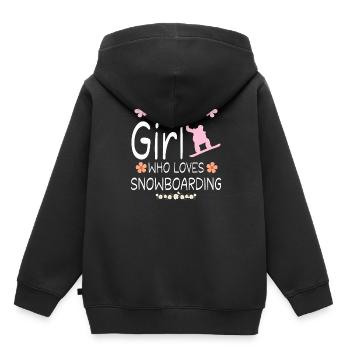 Ich bin nur ein Mädchen, das Snowboarden liebt - Kinder Premium Organic Hoodie - Schwarz - Hinten - AI Model Kid Male (0cm)