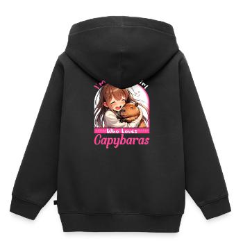Just A Girl Who Loves Capybaras - Cabybara Love - Kinder Premium Organic Hoodie - Schwarz - Hinten - AI Model Kid Male (0cm)