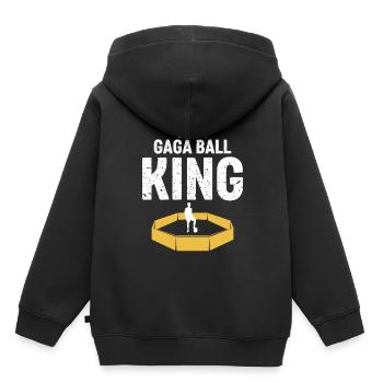 Revendiquez votre titre de Gaga Ball King - Sweat Premium à capuche enfant bio - noir - Dos - AI Model Kid Male (0cm)