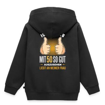 50 Geburtstag. 50 Jahre Geschenk 50. Geburtstag - Kinder Premium Organic Hoodie - Schwarz - Hinten - AI Model Kid Male (0cm)