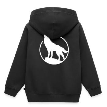 Wolf - Protection de la nature - Protection des animaux - Sweat Premium à capuche enfant bio - noir - Dos - AI Model Kid Male (0cm)