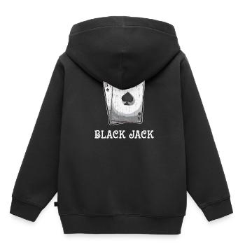 Blackjack Black Jack Kartenspiel Glücksspiel Glück - Kinder Premium Organic Hoodie - Schwarz - Hinten - AI Model Kid Male (0cm)