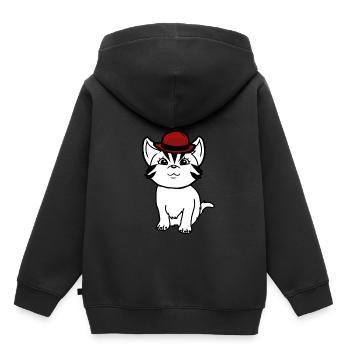 Gentleman Mister Cat Chaton Sir Cat Meow - Sweat Premium à capuche enfant bio - noir - Dos - AI Model Kid Male (0cm)