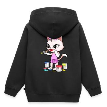 Katze Künstler Künstlerin malen Kunst Katzen - Kinder Premium Organic Hoodie - Schwarz - Hinten - AI Model Kid Male (0cm)