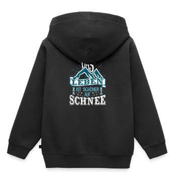 Das Leben ist schöner auf Schnee Winter Skifahren - Kinder Premium Organic Hoodie - Schwarz - Hinten - AI Model Kid Male (0cm)