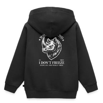 Wollnashorn - Ich friere nicht und Eiszeit Design - Kinder Premium Organic Hoodie - Schwarz - Hinten - AI Model Kid Male (0cm)
