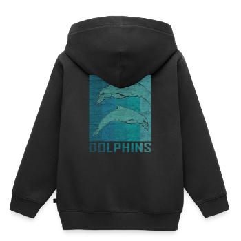 Dauphin dauphin marin animaux mer cadeau - Sweat Premium à capuche enfant bio - noir - Dos - AI Model Kid Male (0cm)
