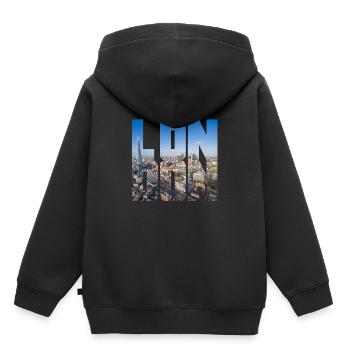 London England UK GB - Kinder Premium Organic Hoodie - Schwarz - Hinten - AI Model Kid Male (0cm)