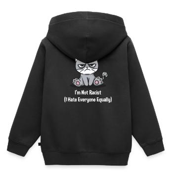 Je ne suis pas un raciste Drôle d’humour introverti Assis - Sweat Premium à capuche enfant bio - noir - Dos - AI Model Kid Male (0cm)