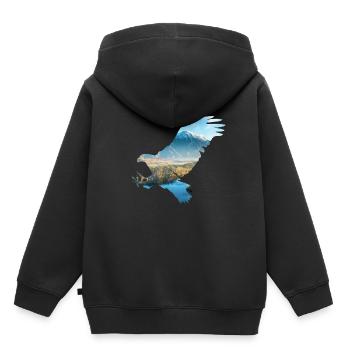 Koenig der Luefte Adler Natur Berge - Kinder Premium Organic Hoodie - Schwarz - Hinten - AI Model Kid Male (0cm)