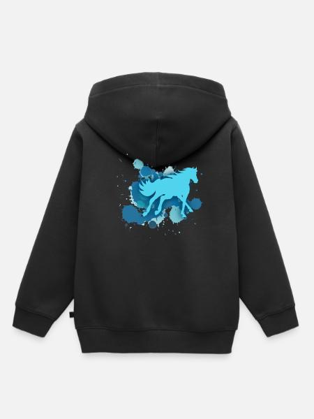 pferd reiten hobby - Kinder Premium Organic Hoodie - Schwarz
