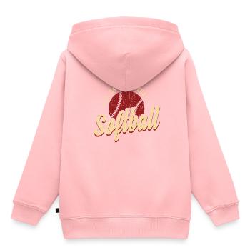 Softball - Kinder Premium Organic Hoodie - Rosa - Hinten - AI Model Kid Female (0cm)