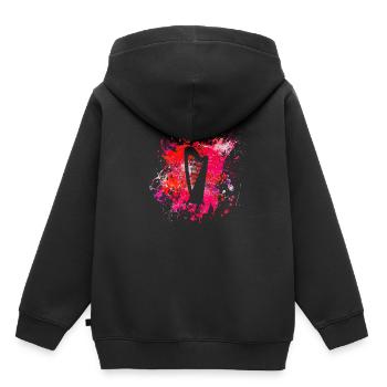 Harfe - Kinder Premium Organic Hoodie - Schwarz - Hinten - AI Model Kid Male (0cm)