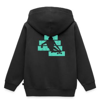 Longboard - Kinder Premium Organic Hoodie - Schwarz - Hinten - AI Model Kid Male (0cm)