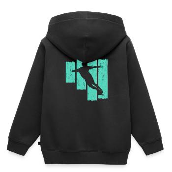Longboard - Kinder Premium Organic Hoodie - Schwarz - Hinten - AI Model Kid Male (0cm)