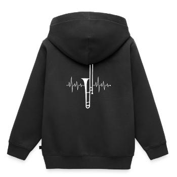 Battements cardiaques rythme cardiaque fréquence cardiaque Trombone joueur - Sweat Premium à capuche enfant bio - noir - Dos - AI Model Kid Male (0cm)