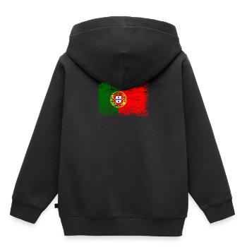 Portugal drapeau used look Lisbonne Porto - Sweat Premium à capuche enfant bio - noir - Dos - AI Model Kid Male (0cm)