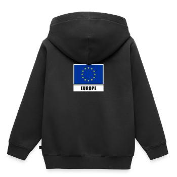 Europe Union européenne Drapeau européen - Sweat Premium à capuche enfant bio - noir - Dos - AI Model Kid Male (0cm)