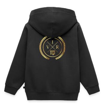 Jungfrau Sternzeichen | "VIR" männliche Version - Kinder Premium Organic Hoodie - Schwarz - Hinten - AI Model Kid Male (0cm)