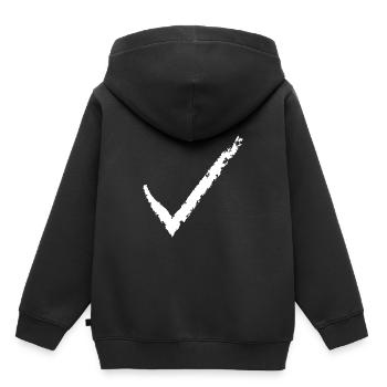 Häkchen - Kinder Premium Organic Hoodie - Schwarz - Hinten - AI Model Kid Male (0cm)